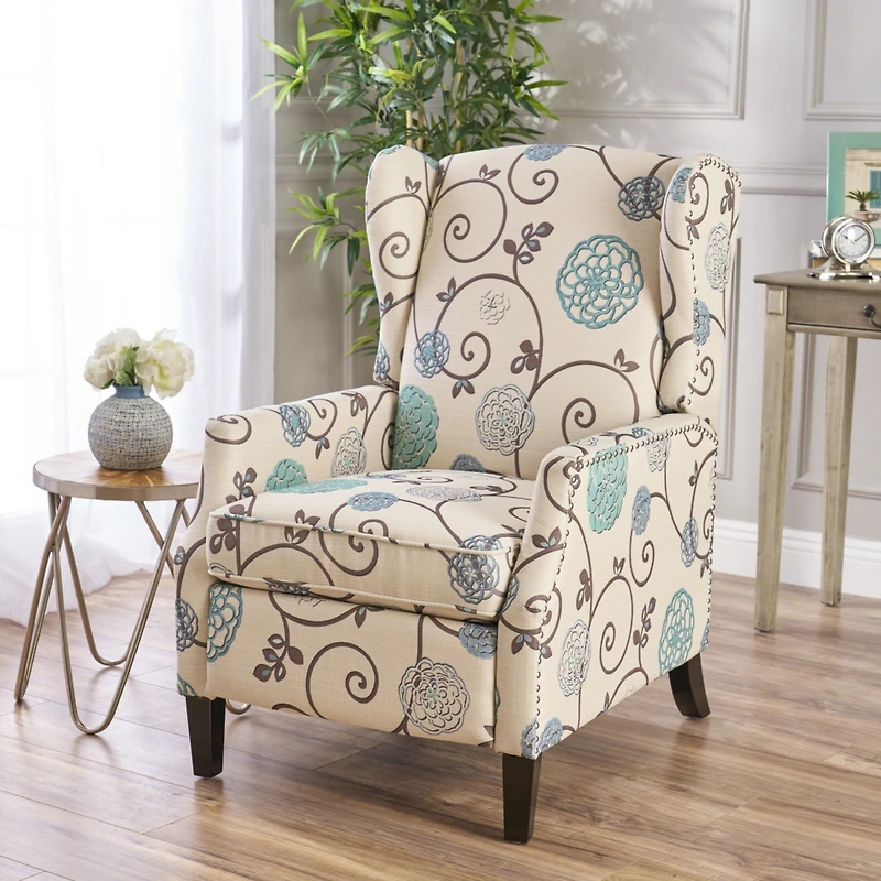 Streamdale Traditional Wingback Recliner With Studded Border