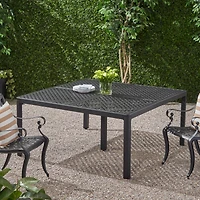 Streamdale Modern Woven Aluminum Dining Table, Antique Matte Black