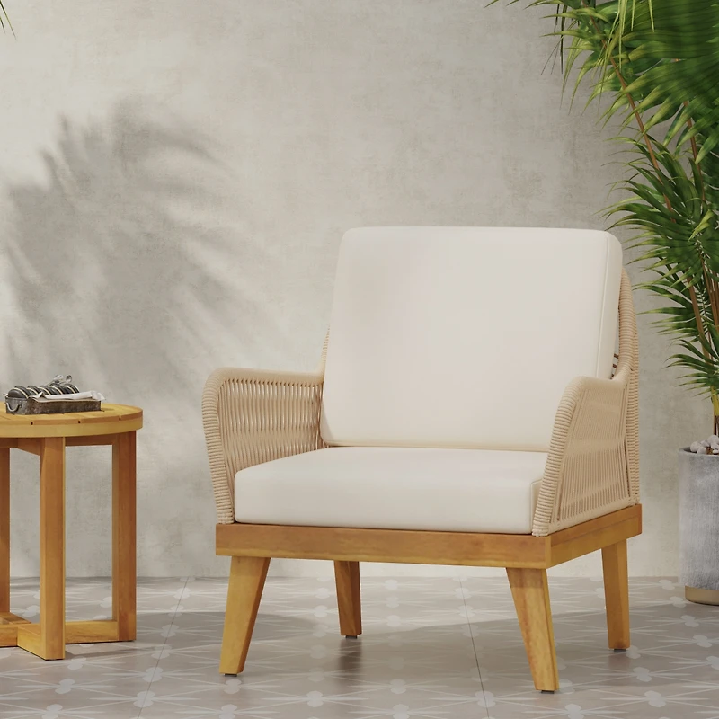 Streamdale Annisa Acacia Wood Rope Weave Club Chair
