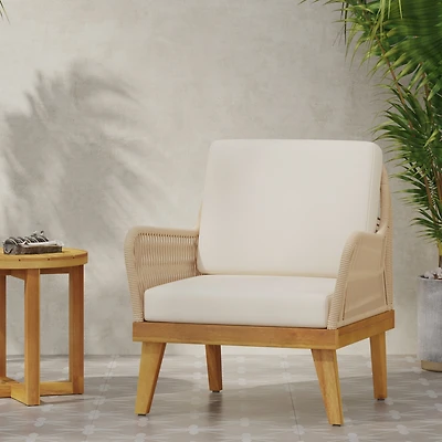 Streamdale Annisa Acacia Wood Rope Weave Club Chair