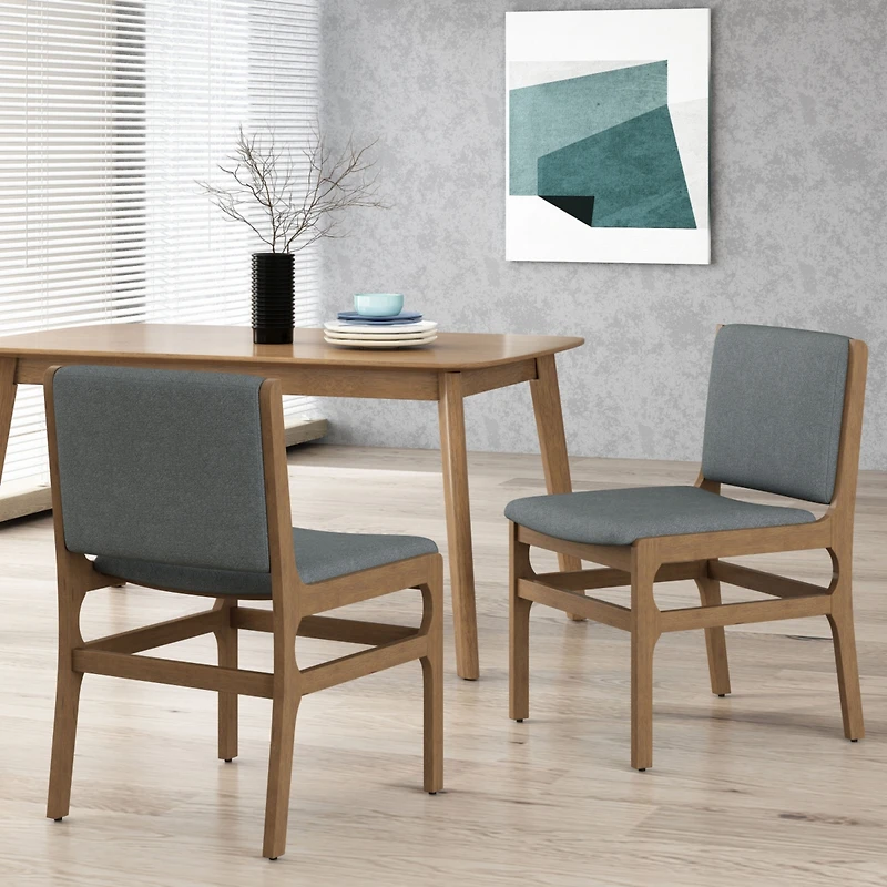 Streamdale Contemporary Upholstered Dining Chair Set With Rubberwood Frame