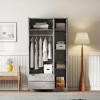 Streamdale Modern 3-Door Wardrobe with Drawers, Mirror, & Cabinet