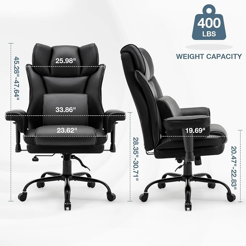 400lbs Ergonomic Office Chair with Massage Lumbar Support
