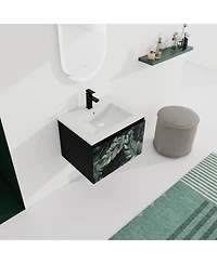 Simplie Fun Wall-Mounted Bathroom Vanity with Ceramic Sink & Soft-Close Doors