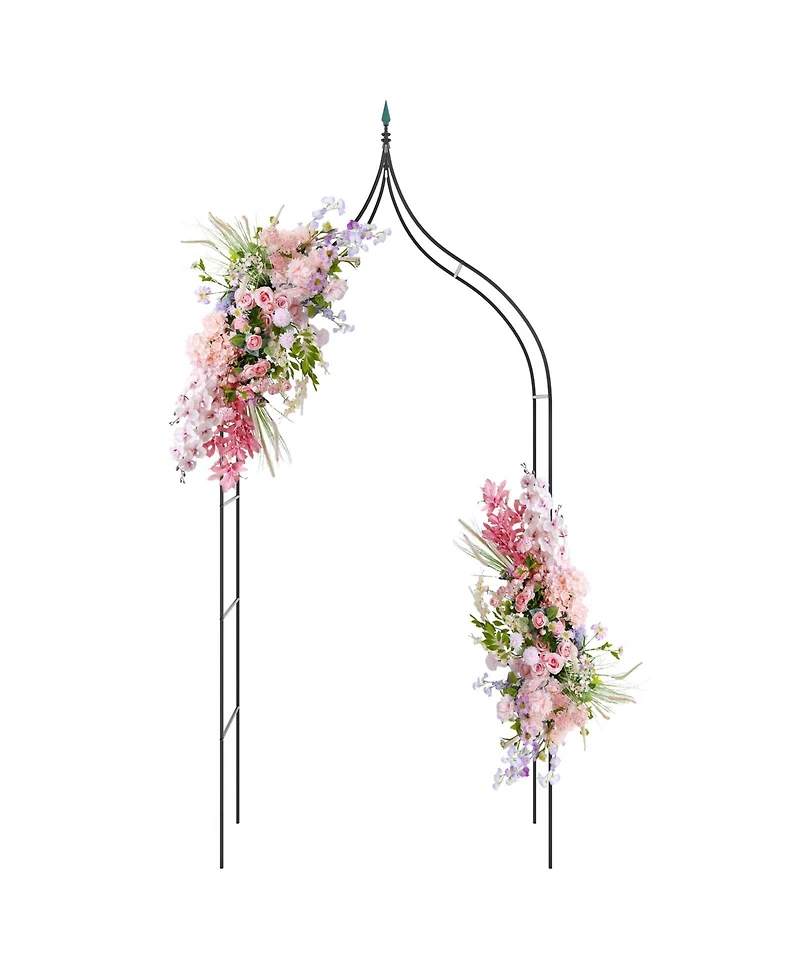 Slickblue 9.5 Feet Decorative Metal Garden Arch for Vine Rose Climbing Wedding Ceremony Party Decoration