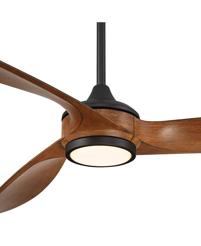 60" Casa Vieja Modern 3 Blade Indoor Ceiling Fan with Dimmable Led Light Remote Control Matte Black Koa for Living Kitchen House Bedroom Family D