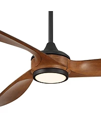 60" Casa Vieja Modern 3 Blade Indoor Ceiling Fan with Dimmable Led Light Remote Control Matte Black Koa for Living Kitchen House Bedroom Family D