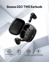 Baseus E20 Wireless Earbuds Bluetooth 5.3 Headphones in-Ear Earphones, White