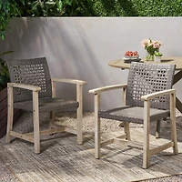 Streamdale Acacia Wood And Wicker Dining Chairs (Set Of 2)