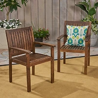 Streamdale Rustic Acacia Wood Dining Chair With Slat Paneling