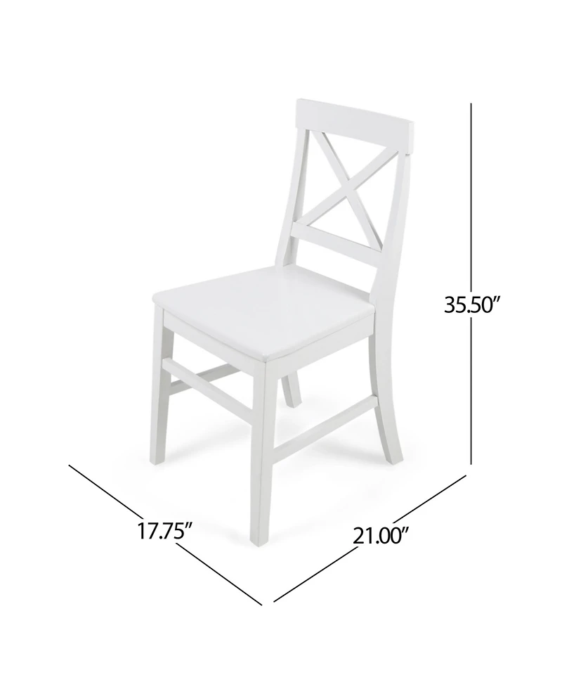 Streamdale Acacia Wood Farmhouse Dining Chairs, White