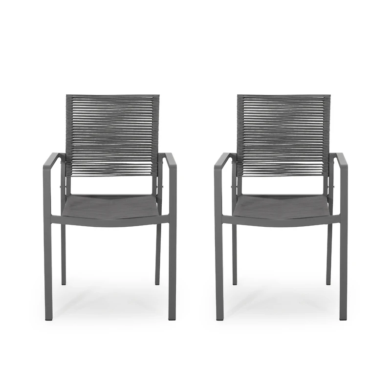 Streamdale Furniture Modern Aluminum Dining Chair With Rope Seat (Set Of 2)