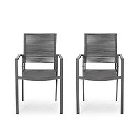 Streamdale Furniture Modern Aluminum Dining Chair With Rope Seat (Set Of 2)