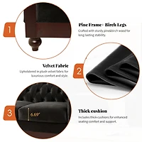 Streamdale Furniture 59" Velvet Loveseat Sturdy Pine Frame, Luxurious Comfort