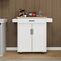 Kitchen Island Cart with Drawer, Doors, Shelves, Towel Rack, Seasoning Rack