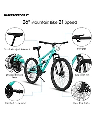 Streamdale Furniture 26" Aluminum Mountain Bike with 21-Speeds, Shock Absorption, and Disc Brakes