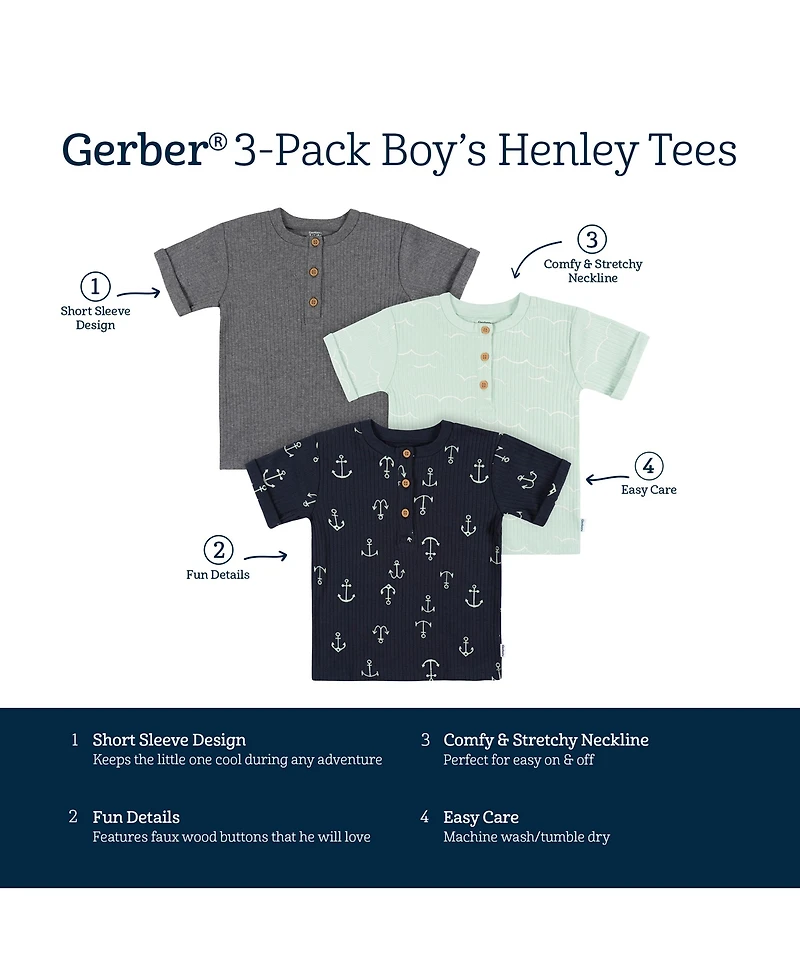 Toddler Boys Short Sleeve T-Shirts, 3 Pack