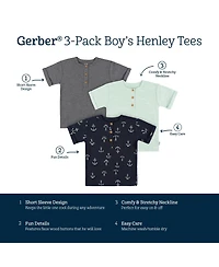 Toddler Boys Short Sleeve T-Shirts, 3 Pack