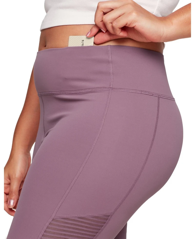 Adore Me Plus Size Cali Active 7/8 Legging With Striped Mesh