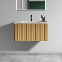 Streamdale Etna 30" Striped Oak Vanity w/ White Ceramic Sink
