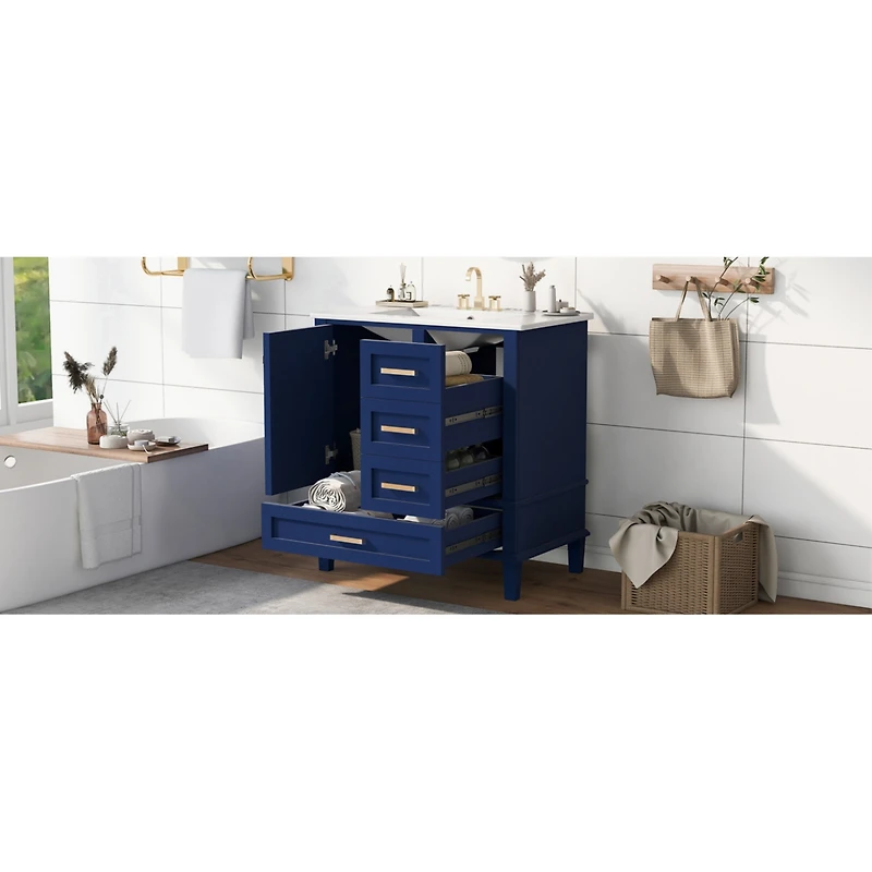 Streamdale 30" Modern Blue Bathroom Vanity with Sink and Storage