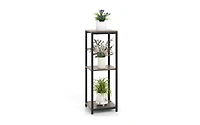 Slickblue 3-Tier Tall Metal Plant Stand Corner Plant Holder with Anti-tipping Device-Black & Grey