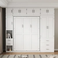 Simplie Fun Full Size Murphy Bed with Lockers & Wardrobes