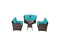 Slickblue 4 Pieces Outdoor Cushioned Rattan Furniture Set