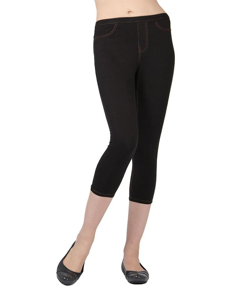 MeMoi Women's Priga Denim Cotton Capri Jean Leggings