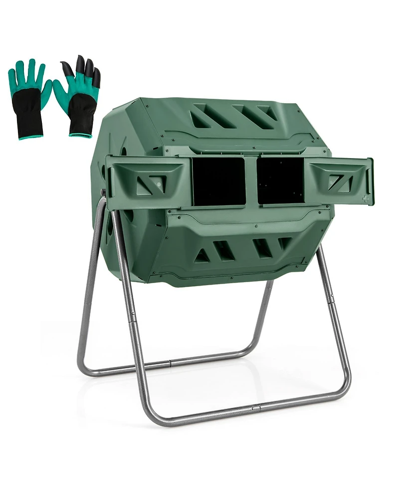 Slickblue 360° Rotatable Tumbling Composter with 2 Sliding Doors