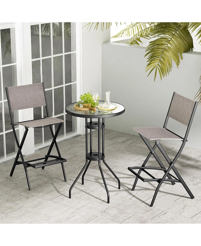 Slickblue Folding Bar Stools Set of 2 Backrest Humanized Footrest