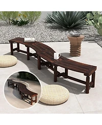 Slickblue Patio Curved Bench for Round Table Spacious and Slatted Seat