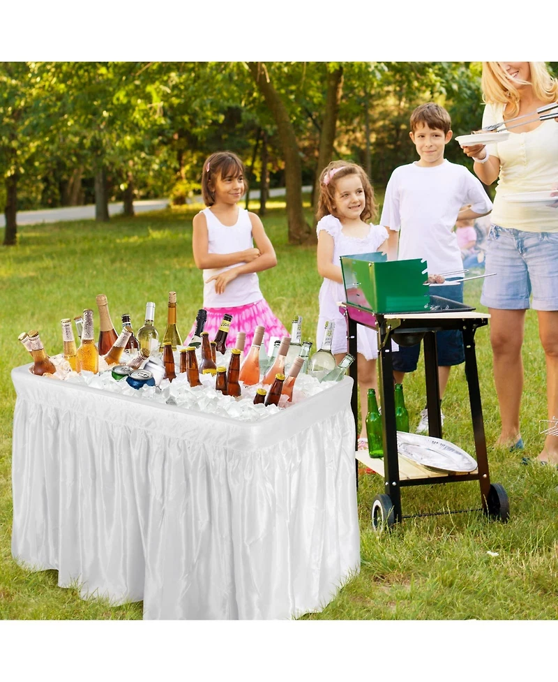 Sugift 4 Feet Plastic Party Ice Folding Table with Matching Skirt