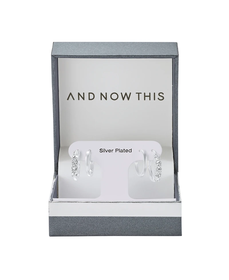 And Now This Clear Crystal Duo Hoop Earring Set