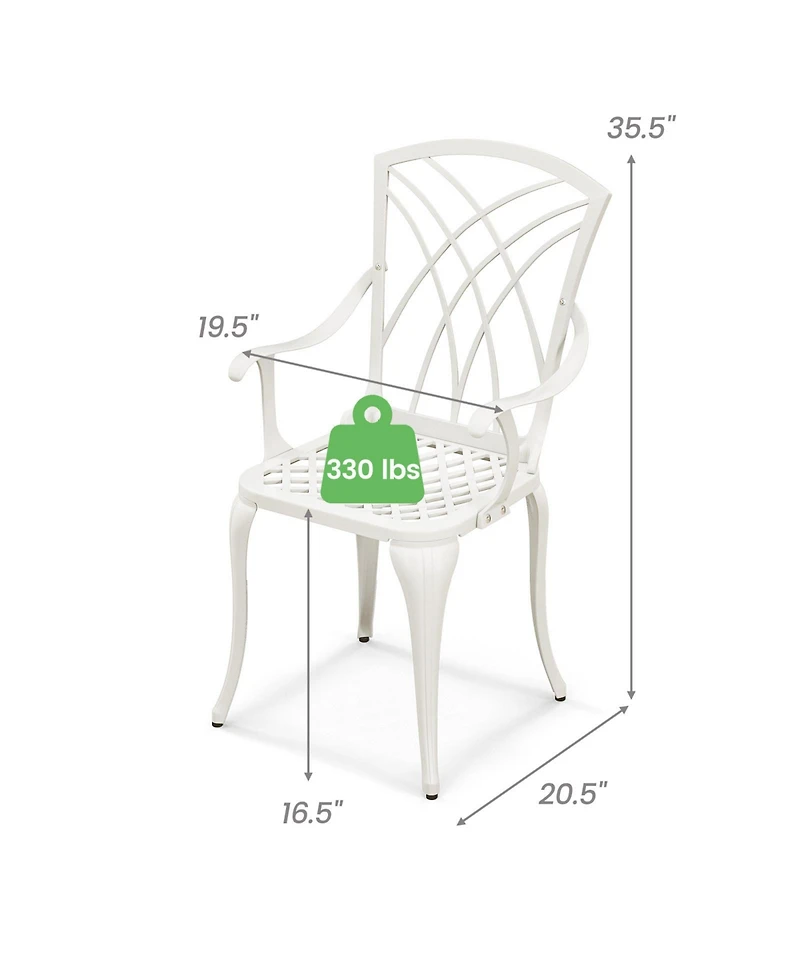 Slickblue Set of 4 Cast Aluminum Patio Dining Chairs with Armrests and Decorative Patterns