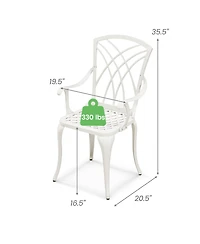 Slickblue Set of 4 Cast Aluminum Patio Dining Chairs with Armrests and Decorative Patterns