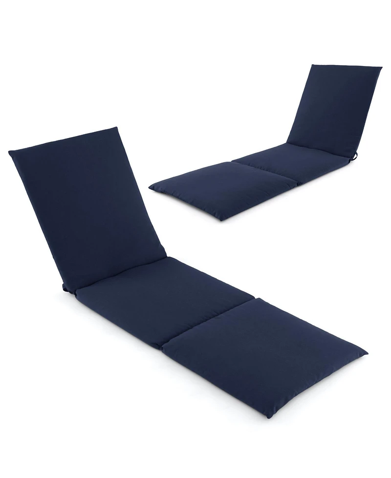 Slickblue Outdoor Chaise Lounge Cushion Patio Furniture Folding Pad with Fixing Straps