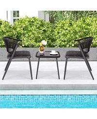 Slickblue 3 Pieces Patio Rattan Furniture Set for Backyard Poolside