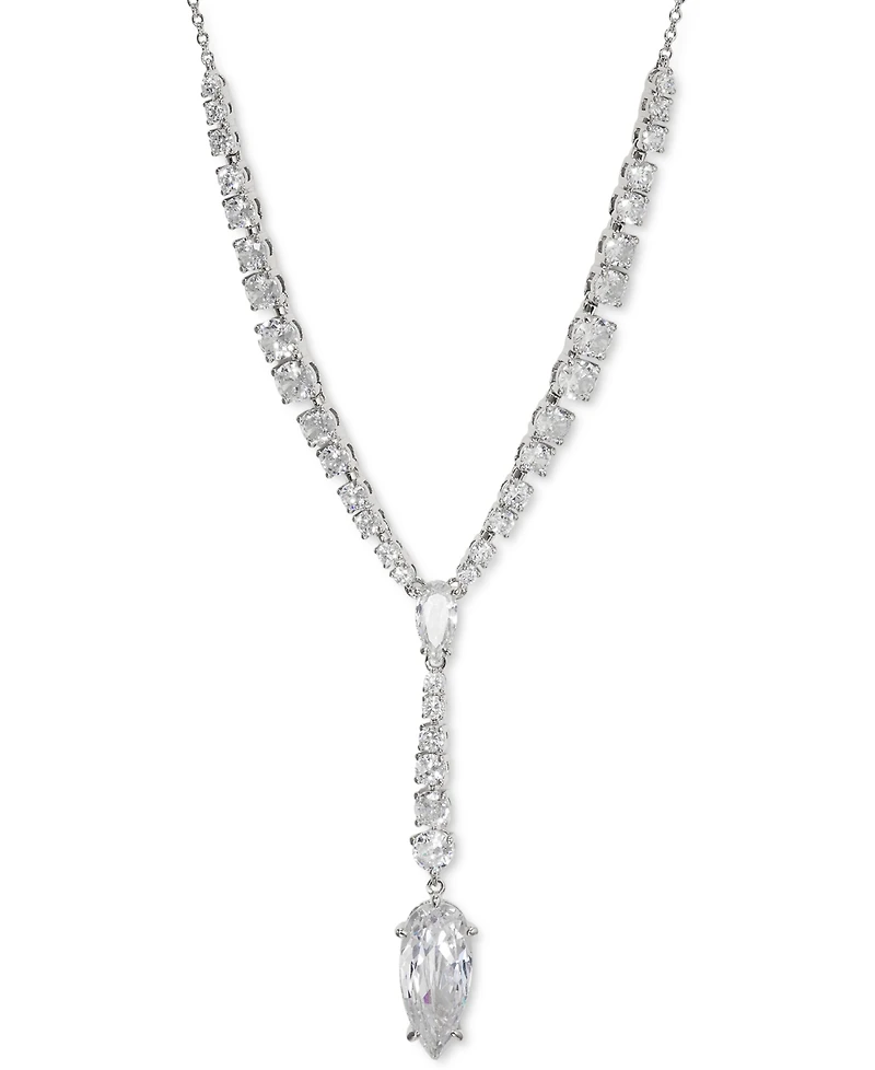 Eliot Danori Rhodium-Plated Cubic Zirconia Lariat Necklace, 16" + 2" extender, Created for Macy's