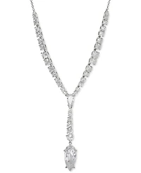 Eliot Danori Rhodium-Plated Cubic Zirconia Lariat Necklace, 16" + 2" extender, Created for Macy's