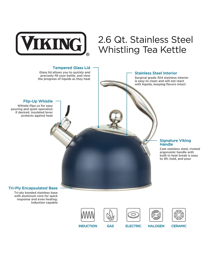 Viking 2.6-Qt. Stainless Steel Whistling Tea Kettle