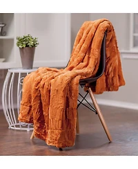 Chanasya Premium Embossed Faux Fur Throw Blanket - Super Soft, Lightweight Minky 60" x 70” White