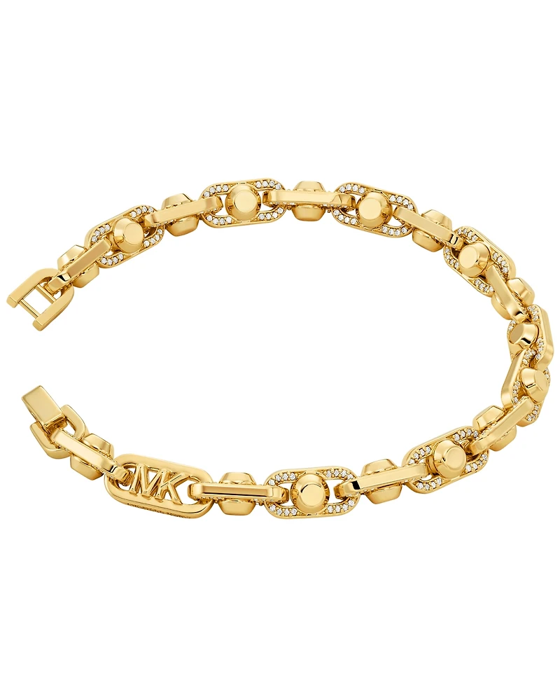 Michael Kors Brass Pave Astor Link Chain Bracelet