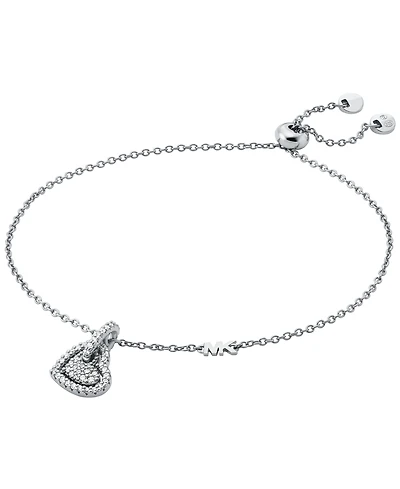 Michael Kors Sterling Silver Pave Heart Charm Bracelet