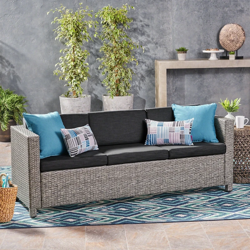 Streamdale Modern 3-Seater Outdoor Sofa With Water-Resistant Cushions
