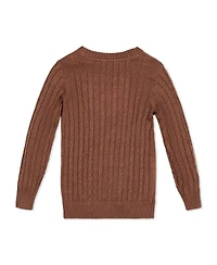 Hope & Henry Boys Organic Long Sleeve Fine Gauge Cable V-Neck Sweater