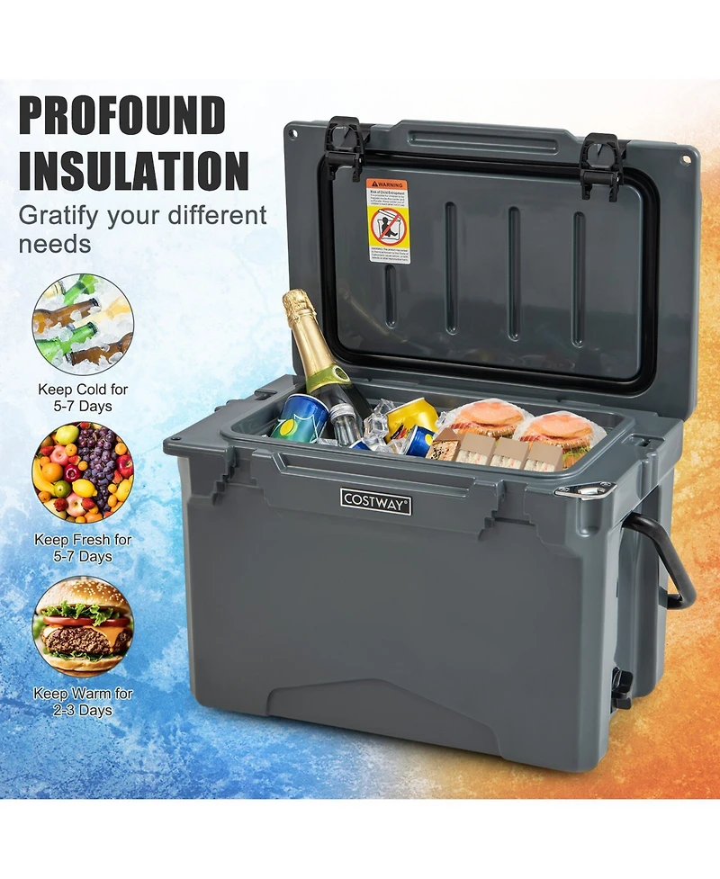 Slickblue 25 Qt Hard Cooler with Aluminum Handle and Integrated Cup Holders