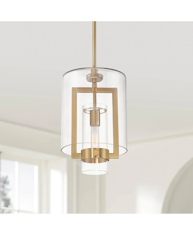 Possini Euro Design Camden Warm Brass Gold Mini Pendant 10" Wide Modern Clear Glass Fixture for Dining Room House Kitchen Island