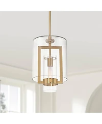 Possini Euro Design Camden Warm Brass Gold Mini Pendant 10" Wide Modern Clear Glass Fixture for Dining Room House Kitchen Island