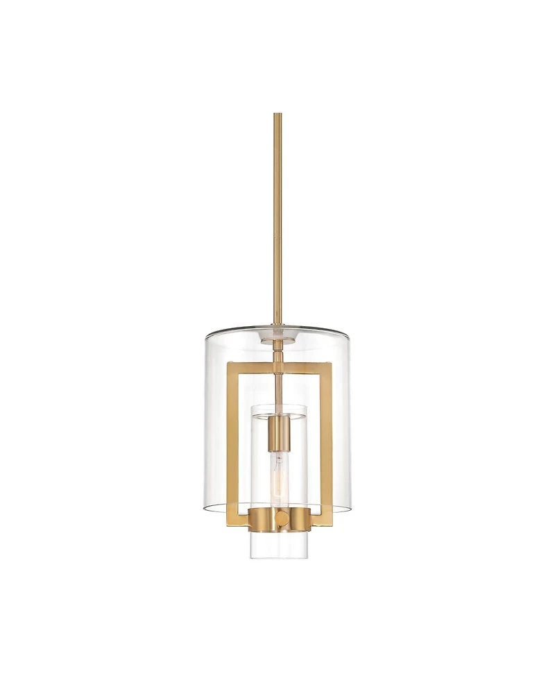 Possini Euro Design Camden Warm Brass Gold Mini Pendant 10" Wide Modern Clear Glass Fixture for Dining Room House Kitchen Island